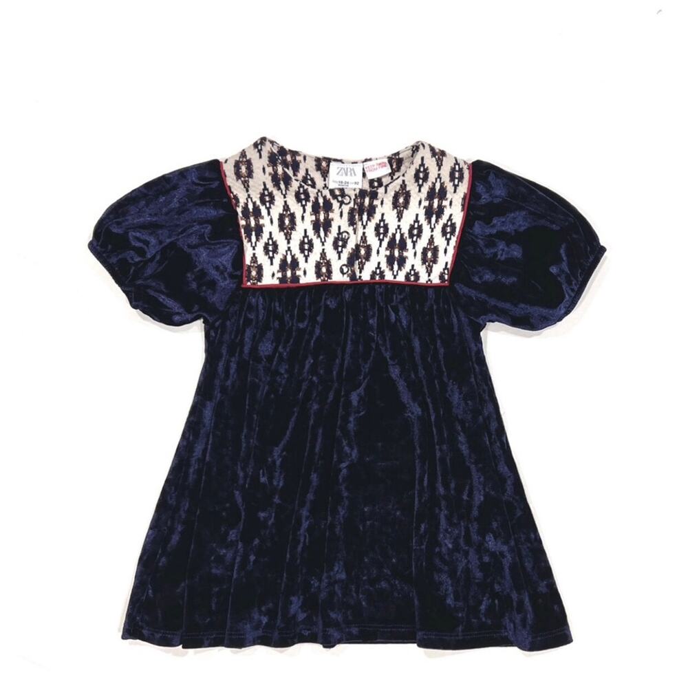 Zara Blue Batik Embroidered Dress